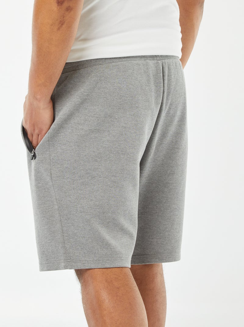 Bermuda esprit sport en maille piquée Gris - Kiabi