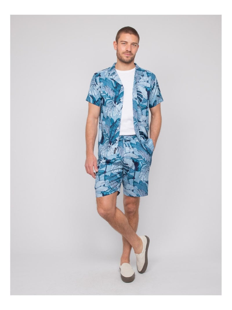 Bermuda fluide motifs bomalu Bleu - Kiabi