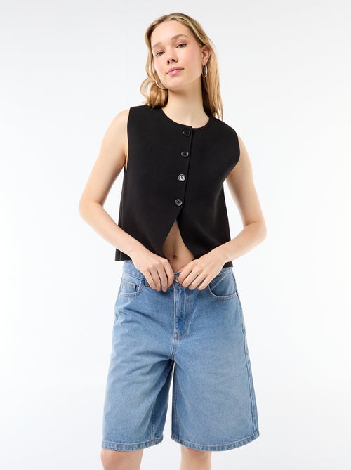 Bermuda jeans met hoge taille - Kiabi