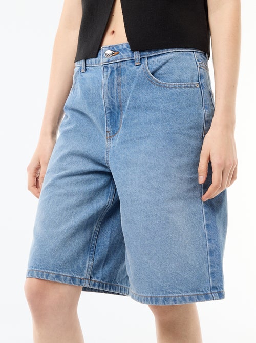 Bermuda jeans met hoge taille - Kiabi