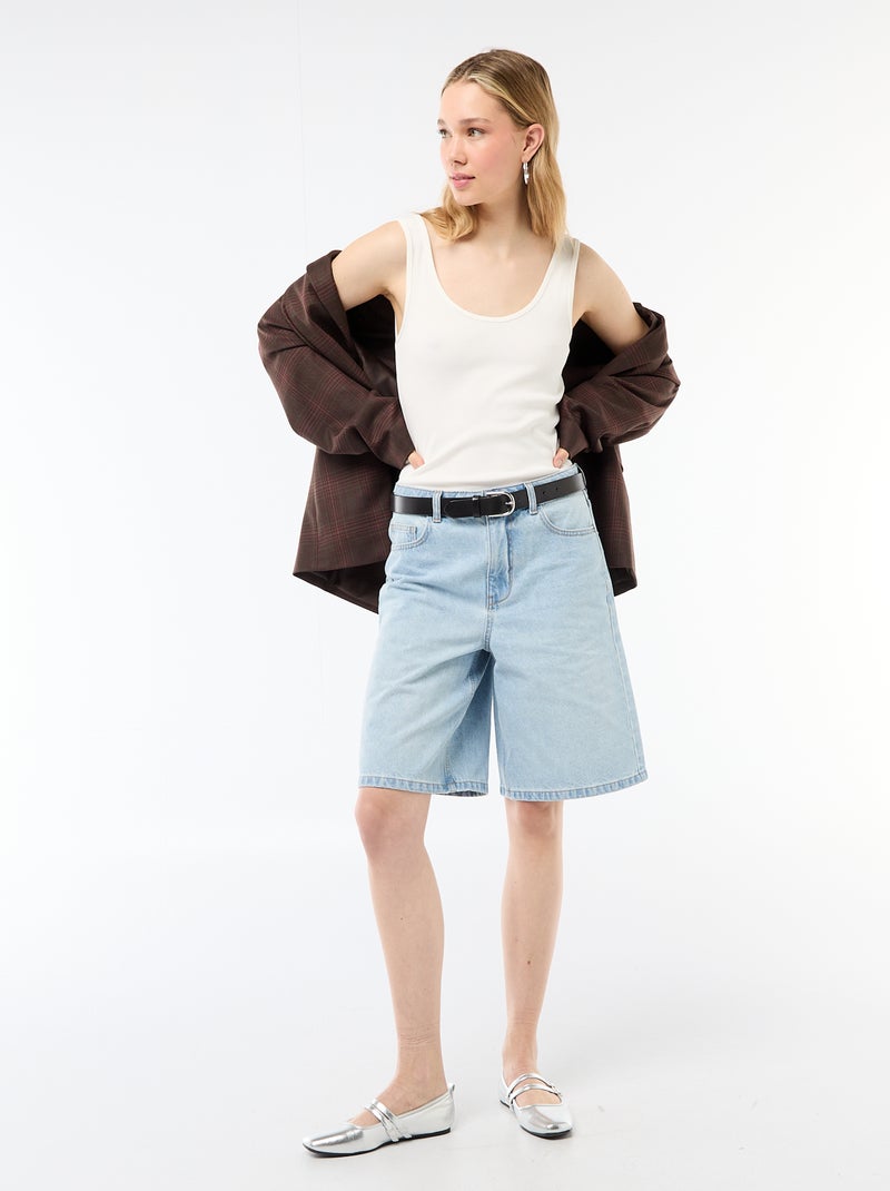 Bermuda jeans met hoge taille Blauw - Kiabi