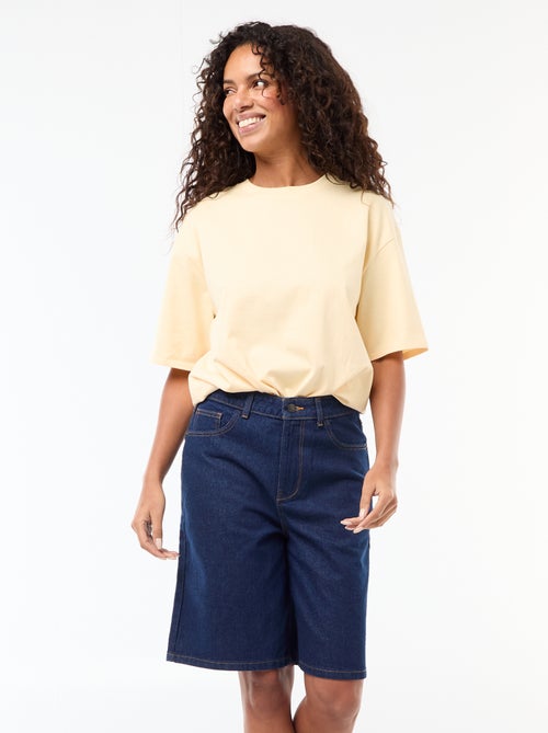 Bermuda jeans met hoge taille - Kiabi