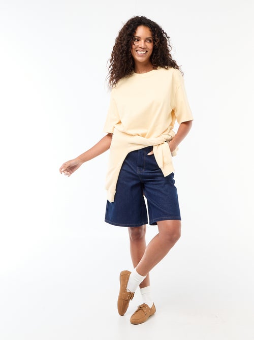 Bermuda jeans met hoge taille - Kiabi