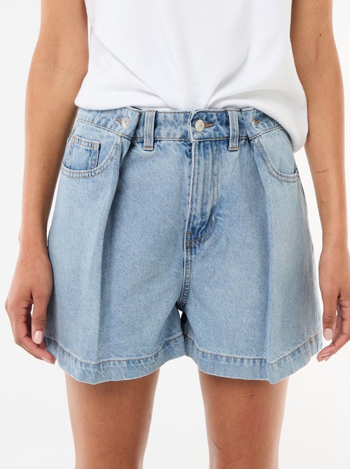 Bermuda jeans met hoge taille - Kiabi