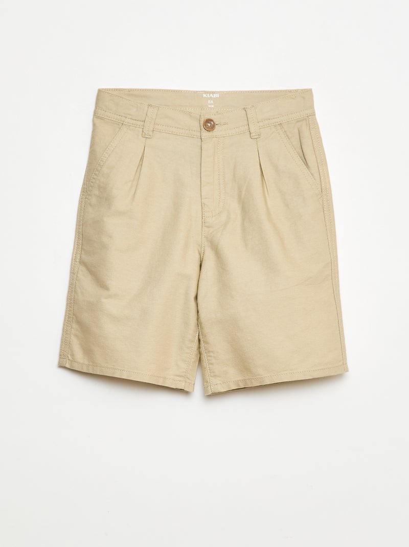 Bermuda léger effet lin en oxford Beige - Kiabi