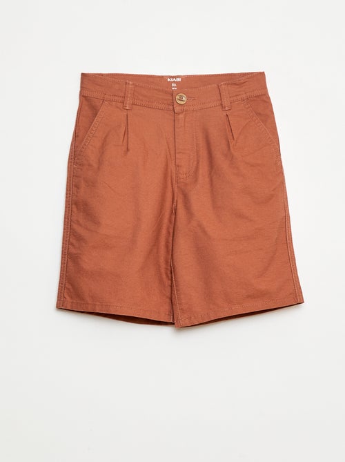 Bermuda léger effet lin en oxford - Kiabi