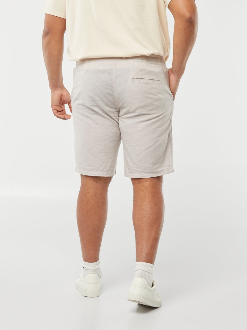Bermuda léger en coton et lin avec taille élastiquée Beige - Kiabi
