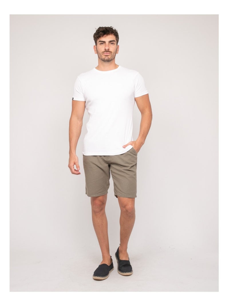 Bermuda lin bayplum Kaki - Kiabi