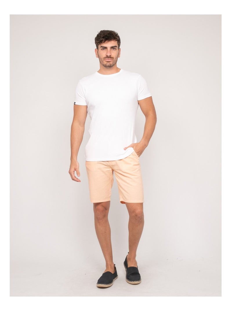 Bermuda lin bayplum Orange corail - Kiabi
