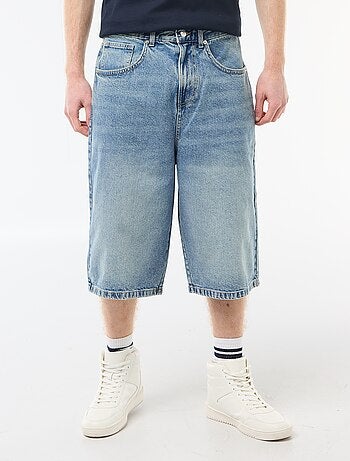 Bermuda long denim en coton