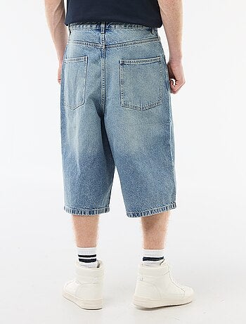Bermuda long denim en coton