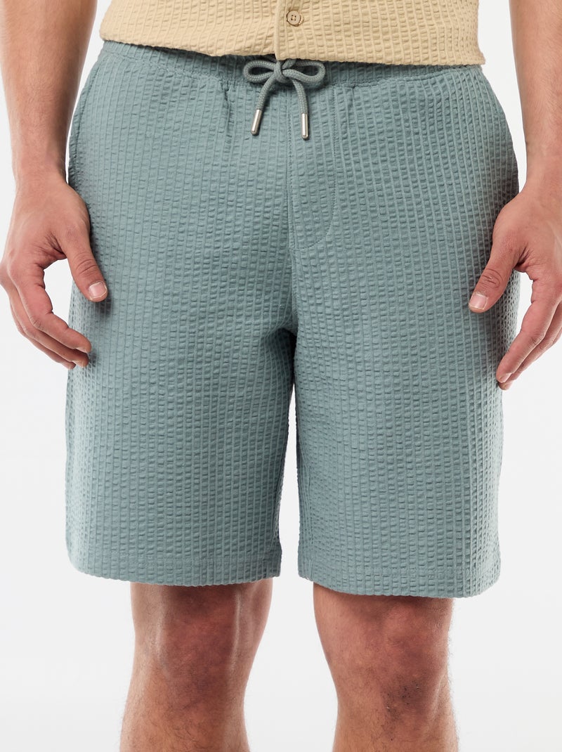 Bermuda maille lourde uni Bleu - Kiabi