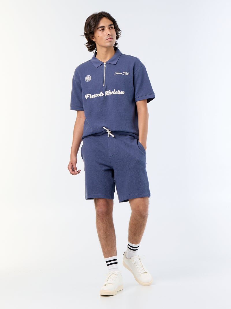 Bermuda maille lourde uni Bleu - Kiabi