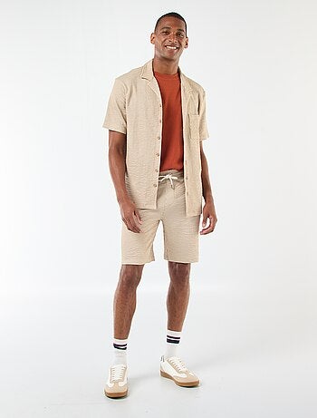 Bermuda matière type crépon à rayures