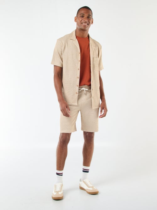 Bermuda matière type crépon à rayures - Kiabi