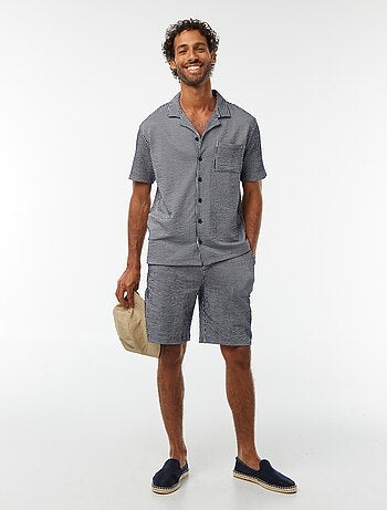 Bermuda matière type crépon à rayures