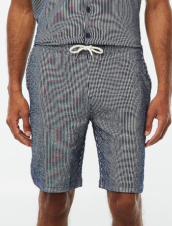 Bermuda matière type crépon à rayures
