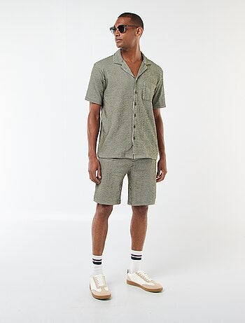 Bermuda matière type crépon à rayures