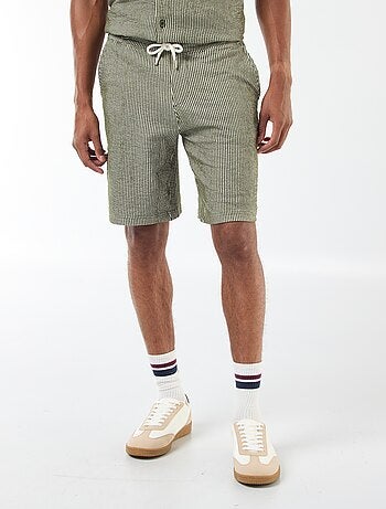 Bermuda matière type crépon à rayures