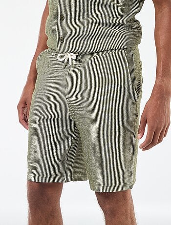 Bermuda matière type crépon à rayures