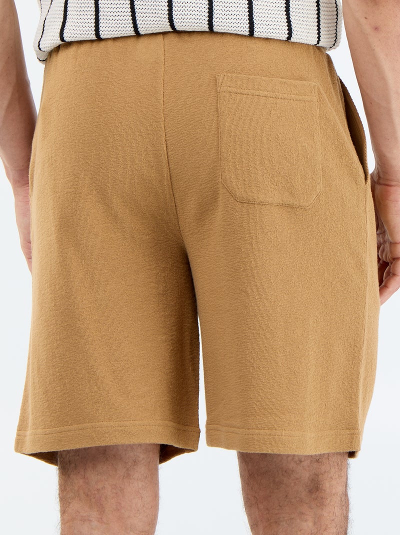 Bermuda met elastische taille en trekkoordjes Biege - Kiabi
