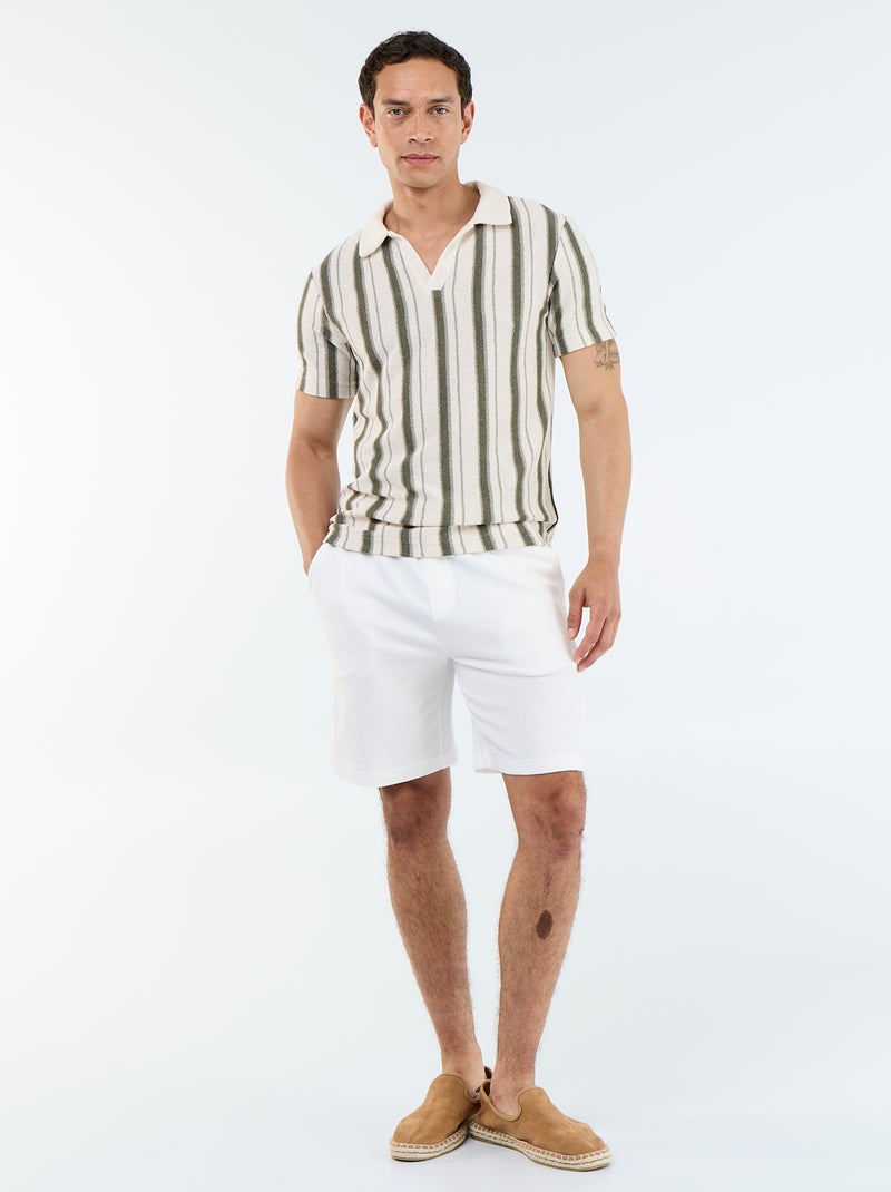 Bermuda met elastische taille en trekkoordjes Wit - Kiabi