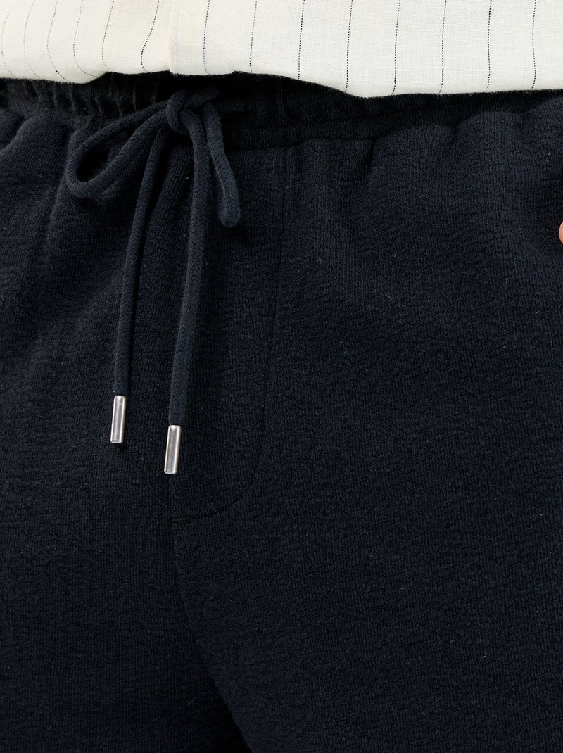 Bermuda met elastische taille en trekkoordjes Zwart - Kiabi