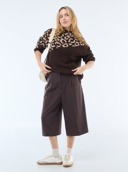 Bermuda met hoge taille en plooien - Kiabi