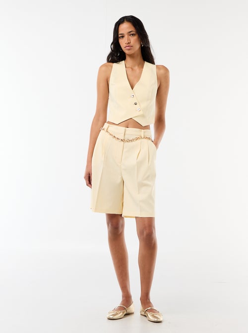 Bermuda met plooien en hoge taille - Kiabi