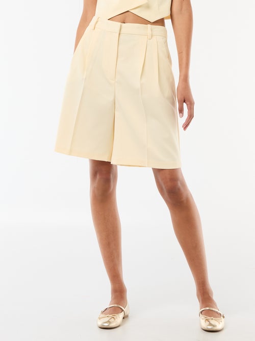 Bermuda met plooien en hoge taille - Kiabi