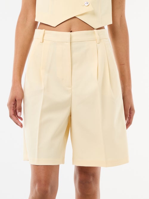 Bermuda met plooien en hoge taille - Kiabi