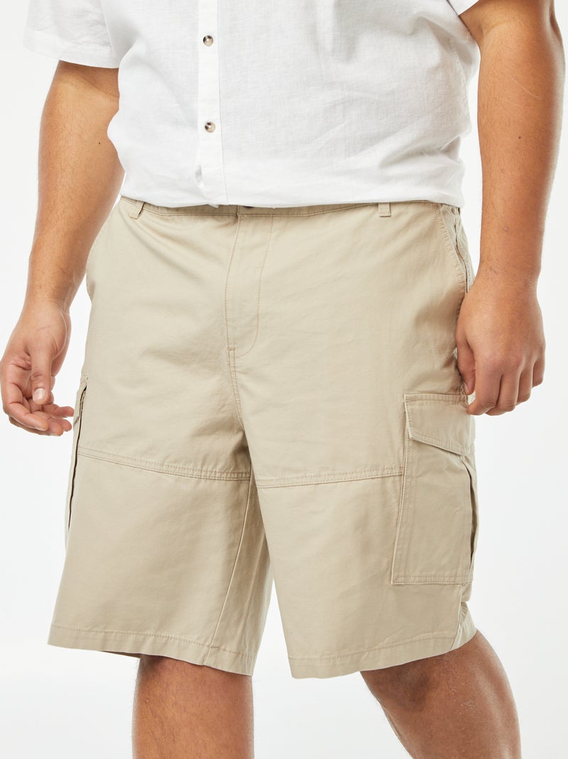 Bermuda multi-poches en twill beige - Kiabi