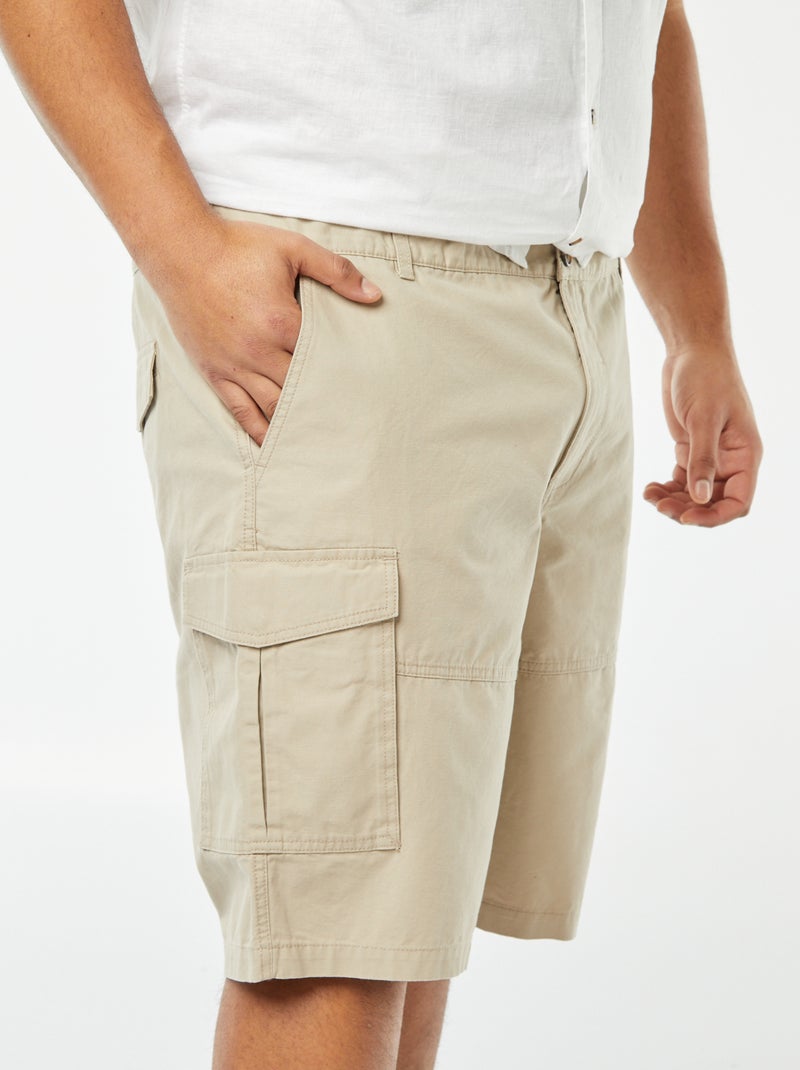 Bermuda multi-poches en twill beige - Kiabi