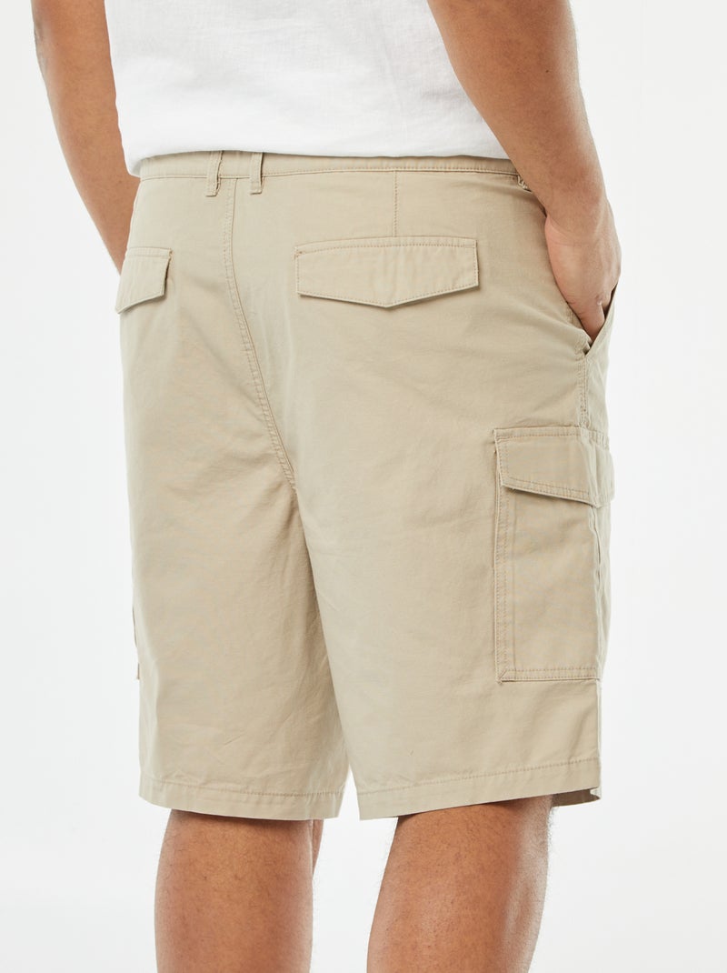 Bermuda multi-poches en twill beige - Kiabi