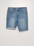 Bermuda slim en jean à 5 poches Double stone - Kiabi