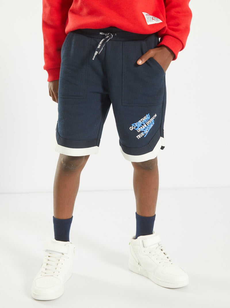 Bermuda sport en molleton Noir - Kiabi