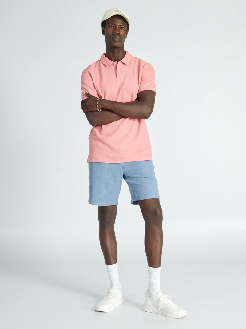 Bermuda uni à taille élastiquée Bleu - Kiabi