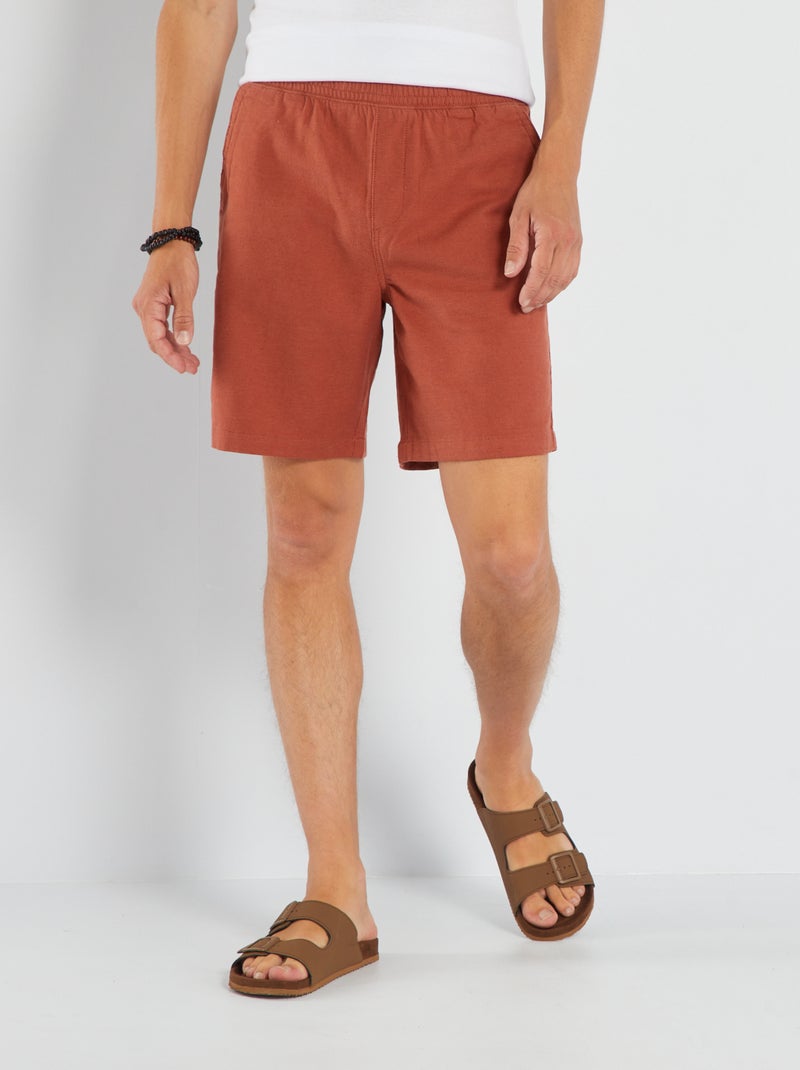 Bermuda uni à taille élastiquée Orange foncé - Kiabi
