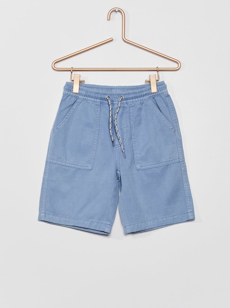 Bermuda uni avec cordons fantaisie Bleu - Kiabi
