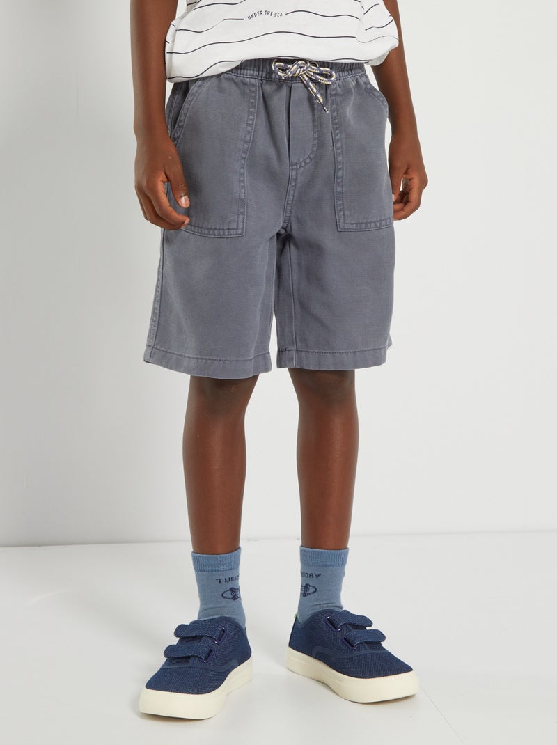 Bermuda uni avec cordons fantaisie Gris - Kiabi