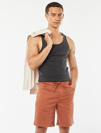 Bermuda uni avec taille élastiquée et cordons de serrage