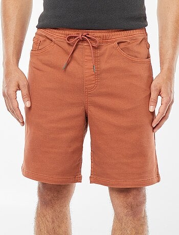 Bermuda uni avec taille élastiquée et cordons de serrage
