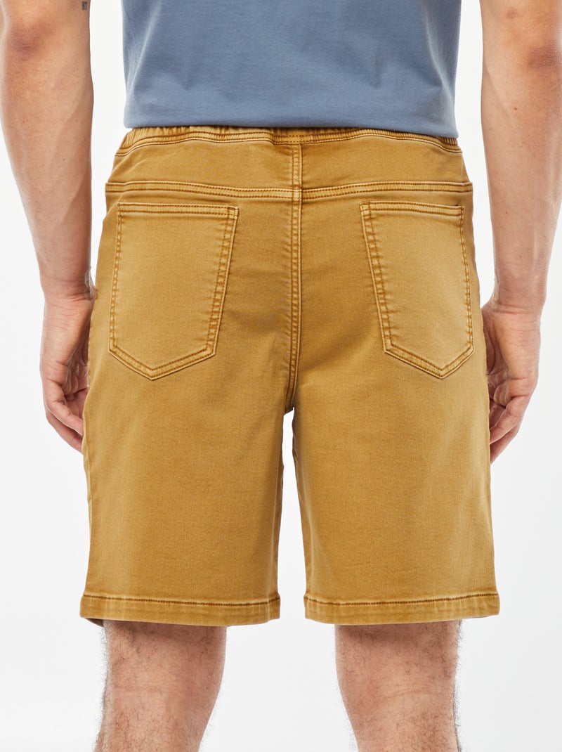 Short cargo d'été en coton de couleur unie avec cordon de