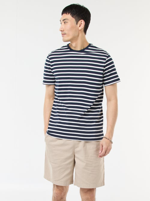 Bermuda uni en coton et lin - Kiabi