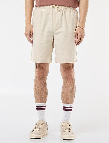 Bermuda uni en coton et lin