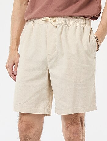 Bermuda uni en coton et lin