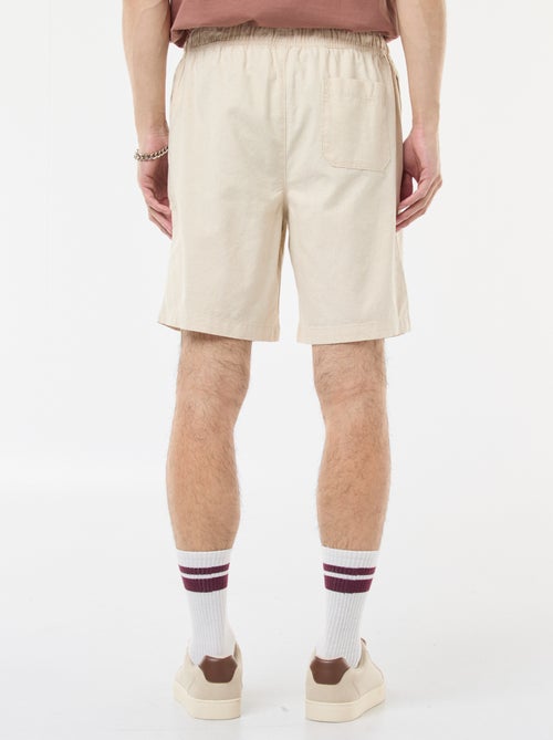 Bermuda uni en coton et lin - Kiabi