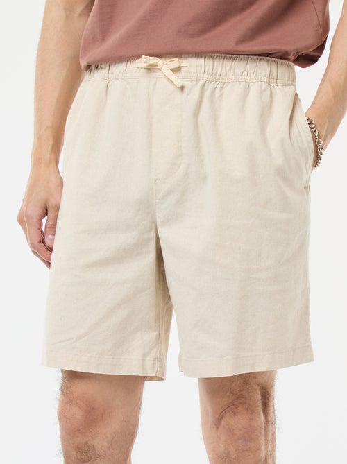 Bermuda uni en coton et lin - Kiabi