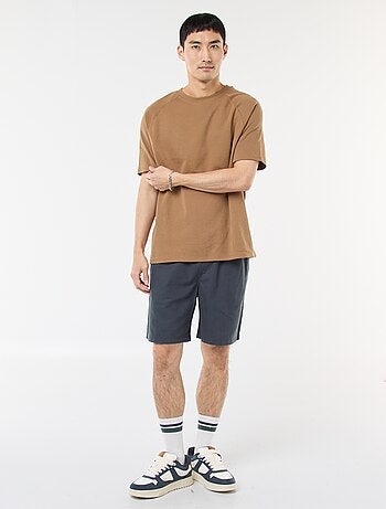 Bermuda uni en coton et lin