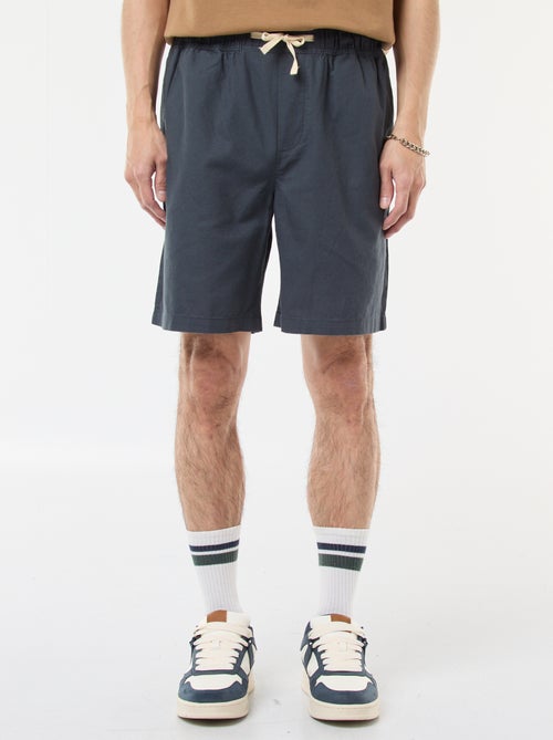 Bermuda uni en coton et lin - Kiabi